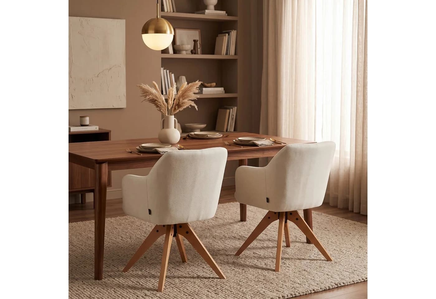B&D home Polsterstuhl Daisy drehbar mit Armlehnen und Holzbeinen - Bild 4