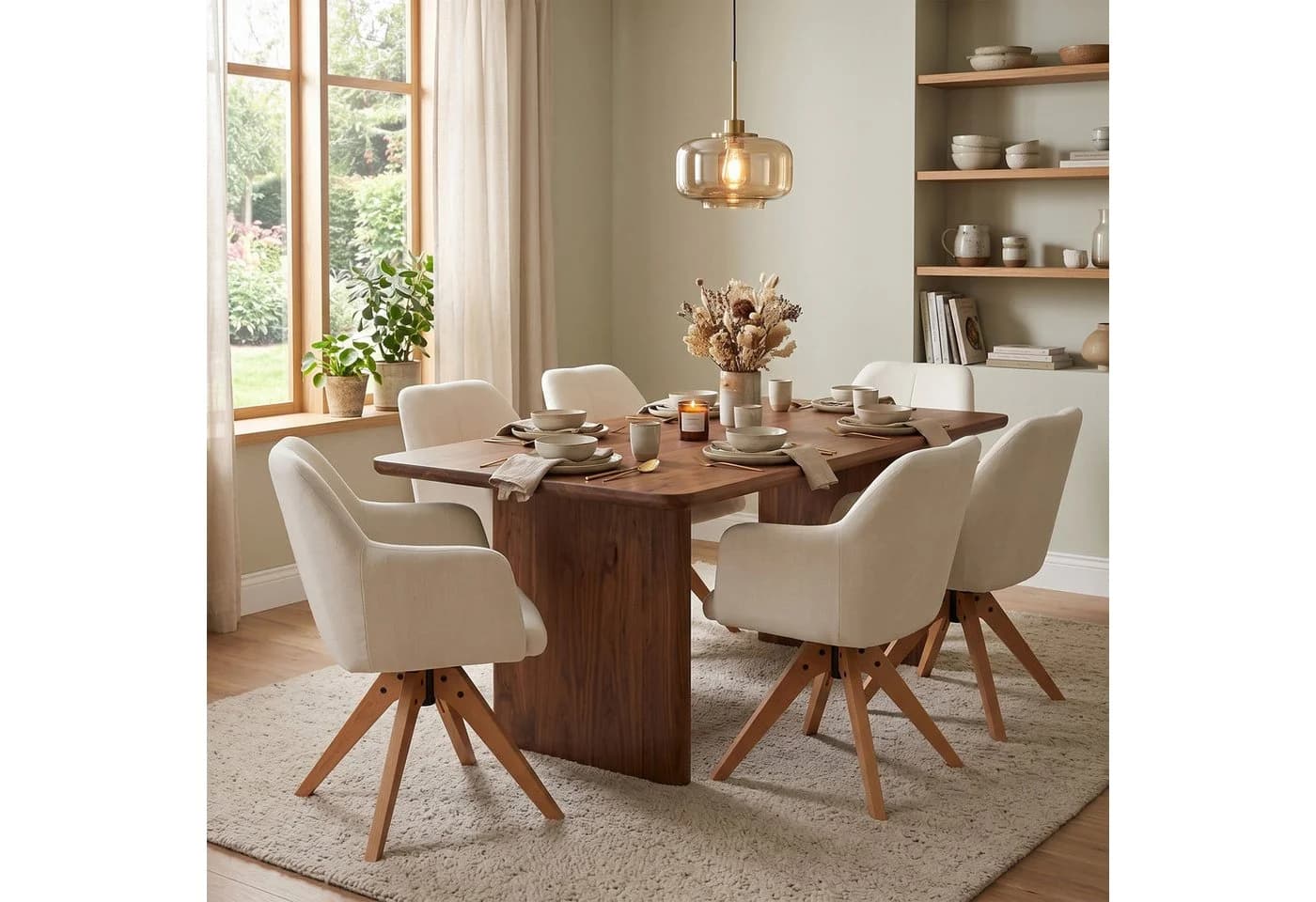 B&D home Polsterstuhl Daisy drehbar mit Armlehnen und Holzbeinen - Bild 5