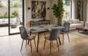 B&D home Essgruppe Mara & Vicka 5-tlg. Grau Samt Ausziehbar Bild 2