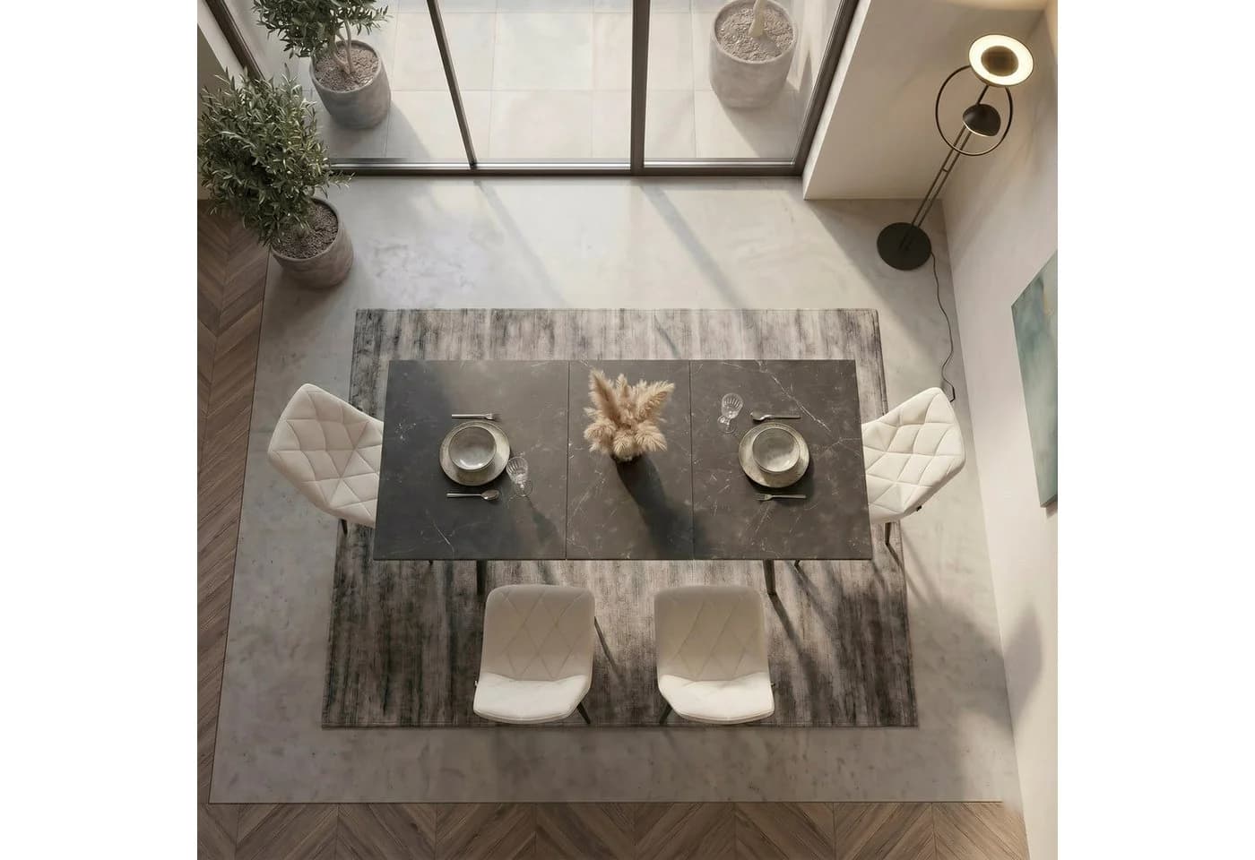 B&D home Essgruppe Mara & Vicka 5-tlg. Esstisch ausziehbar Samt - Bild 4
