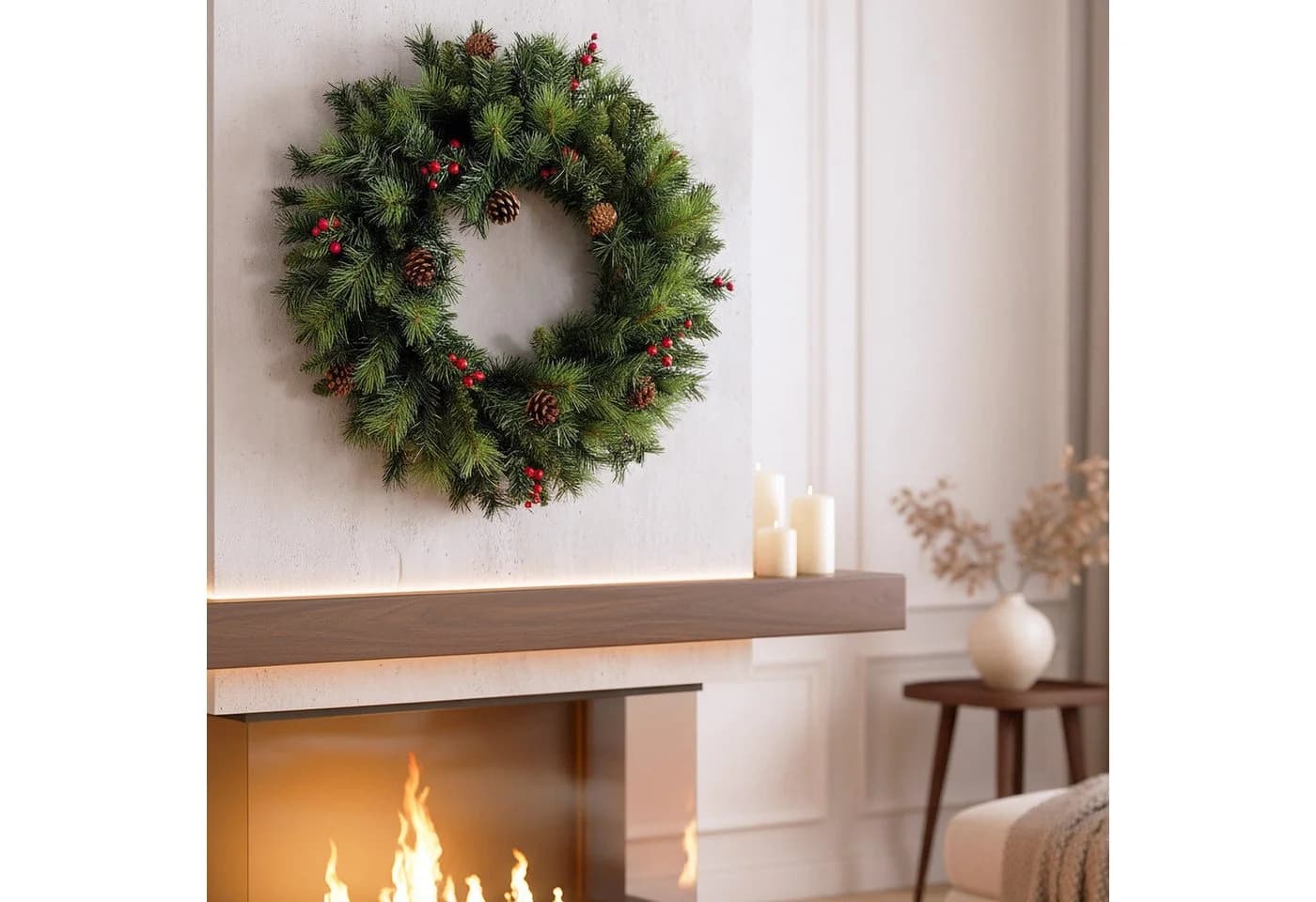 Arnusa Weihnachtskranz 60 cm mit roten Beeren und Zapfen - Bild 4