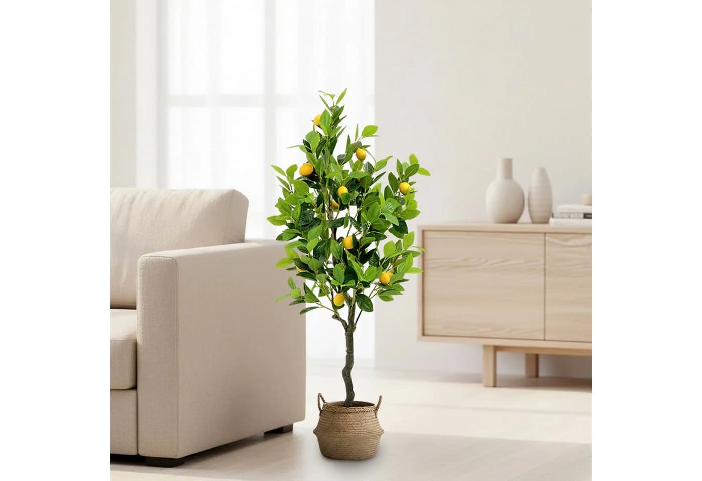 Kunstpflanze Zitronenbaum Arnusa 120 cm Kunstbaum Mediterran