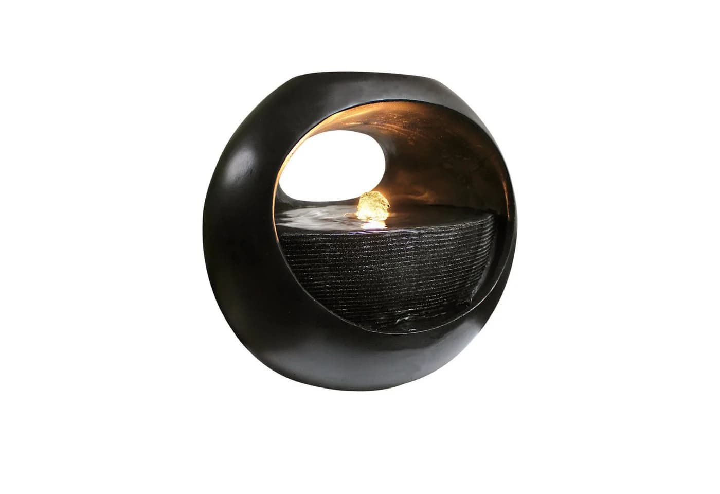 Arnusa Zimmerbrunnen Tischbrunnen mit Vase Schwarz LED Beleuchtung - Bild 3
