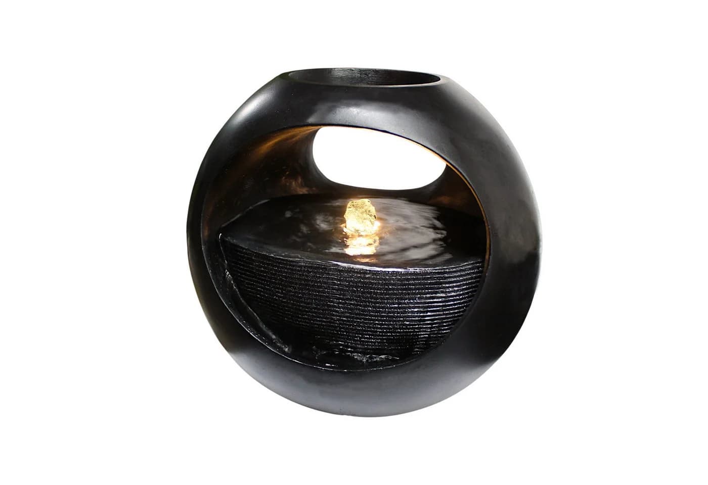 Arnusa Zimmerbrunnen Tischbrunnen mit Vase Schwarz LED Beleuchtung - Bild 4