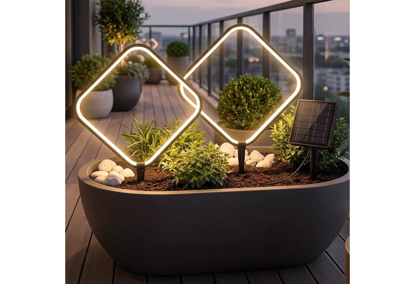 Arnusa LED Solarleuchte Gartenstecker Aluminium Rauten-Design warmweiß - Bild 2