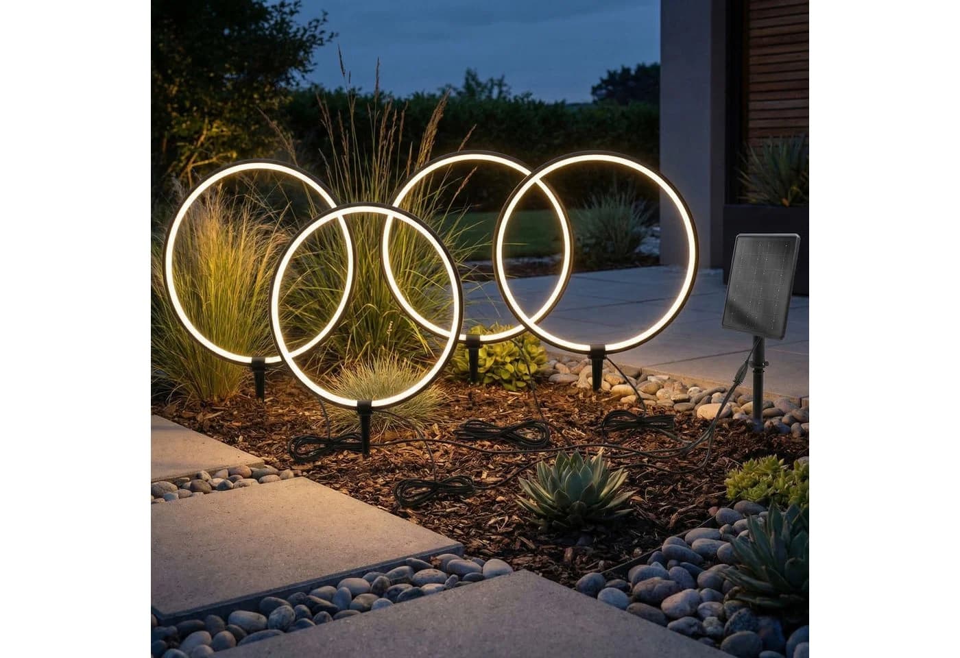 Arnusa LED Solarleuchte Gartenstecker 35 cm Aluminium Warmweiß Dimmbar