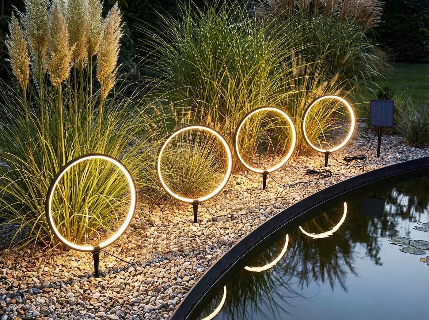Arnusa LED Solarleuchte Gartenstecker 35 cm Aluminium Warmweiß Dimmbar - Bild 5
