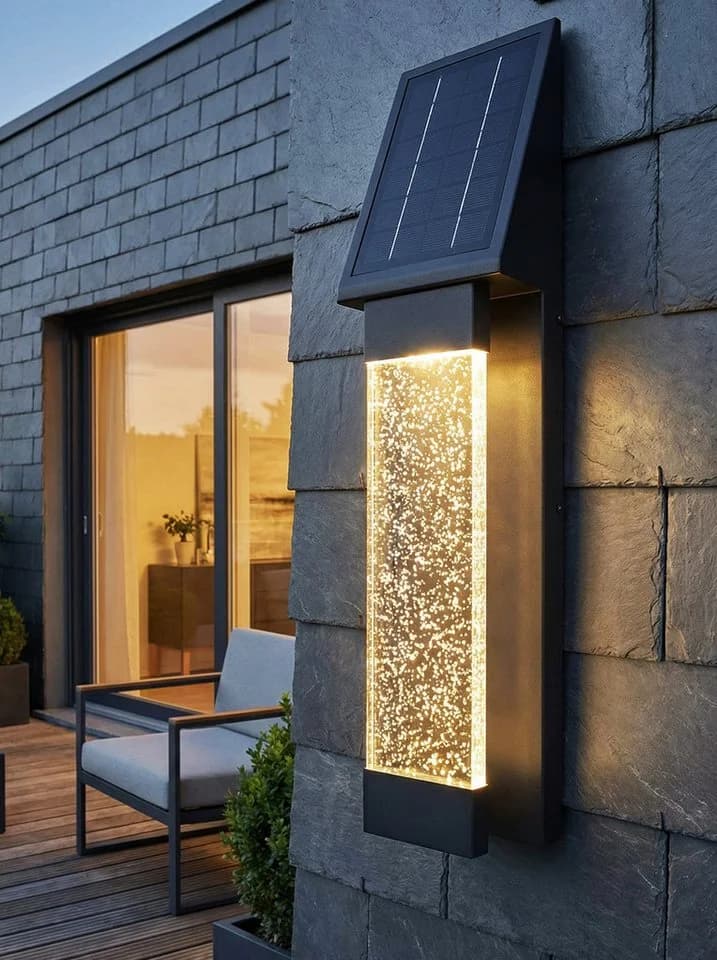 Arnusa Solar Außenwandleuchte Schwarz Edelstahl Kristall-Effekt LED - Bild 5