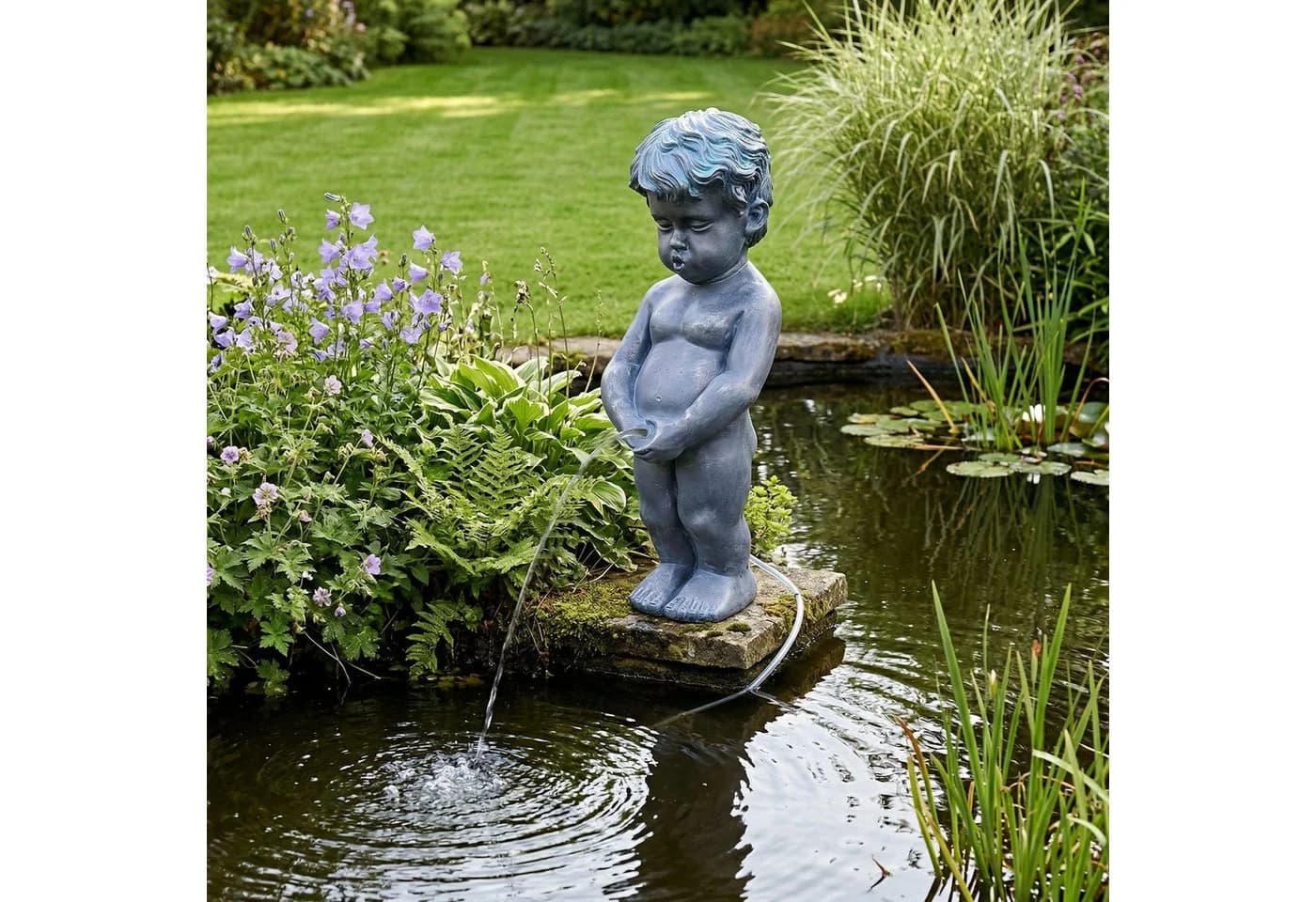Arnusa Solar Wasserspeier Junge klassisch Gartendeko Polyresin - Bild 5