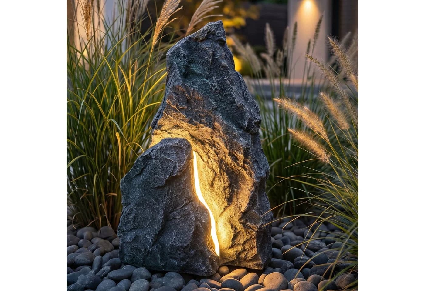 Arnusa LED Gartenfelsen 48 cm Grau Polyresin - Bild 4