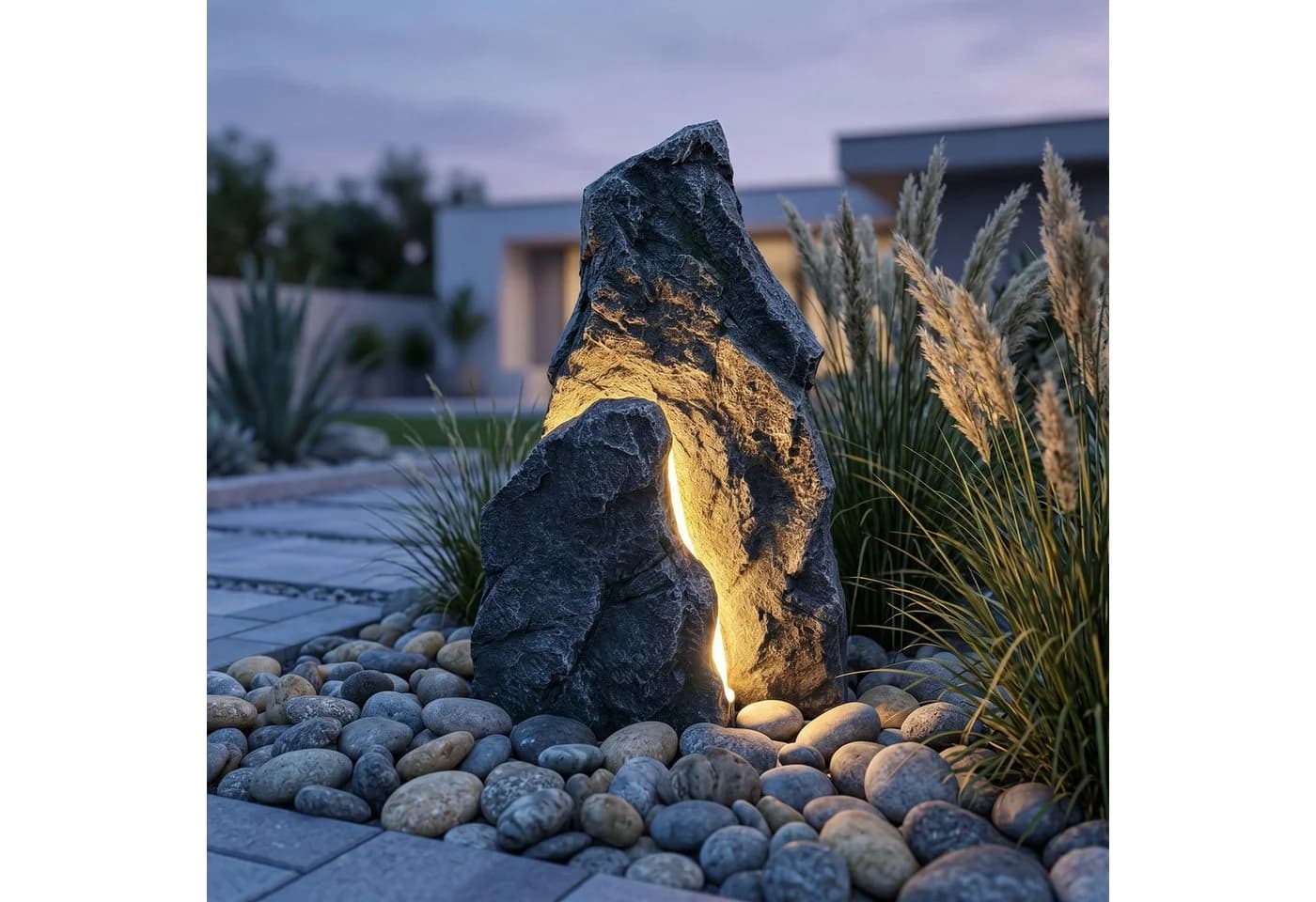 Arnusa LED Gartenfelsen 48 cm Grau Polyresin - Bild 5