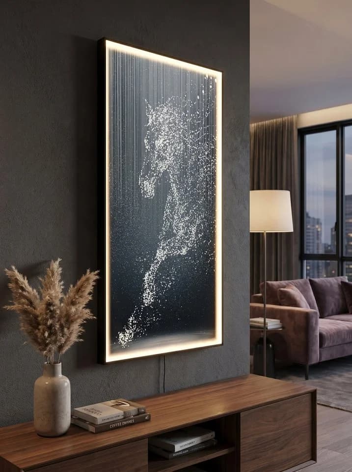 Arnusa LED-Wandbild Pferd Glas warmweiß mit Fernbedienung - Bild 5