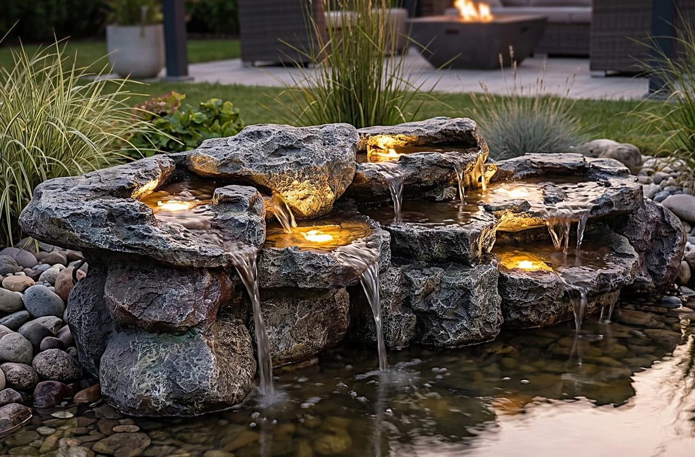 Arnusa Kunstfelsen-Wasserfall mit LED und Pumpe - Bild 5