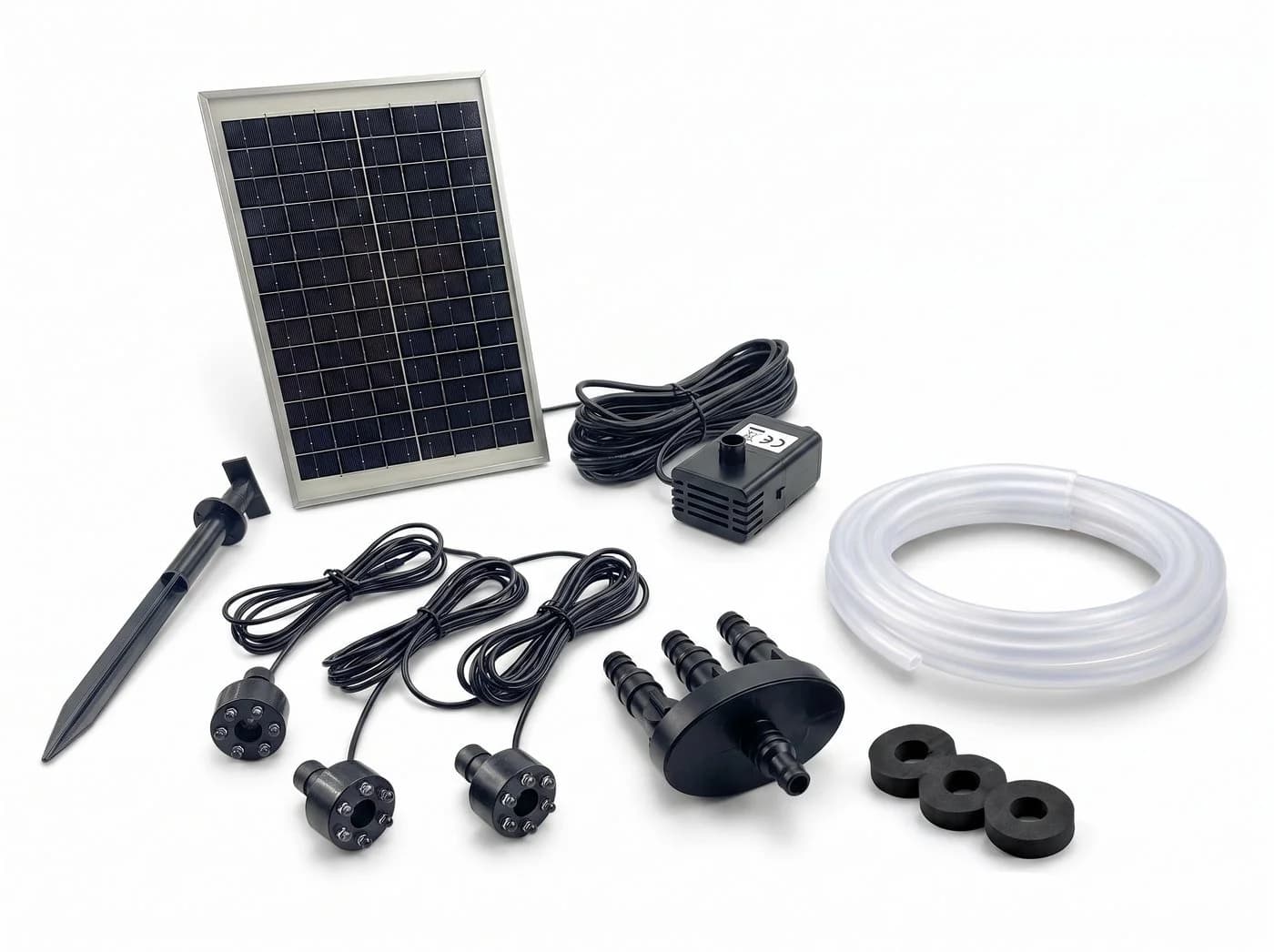 Arnusa Solarpumpe Brunnen 550 L/h mit Akku & 3x LED Warmweiß - Bild 2