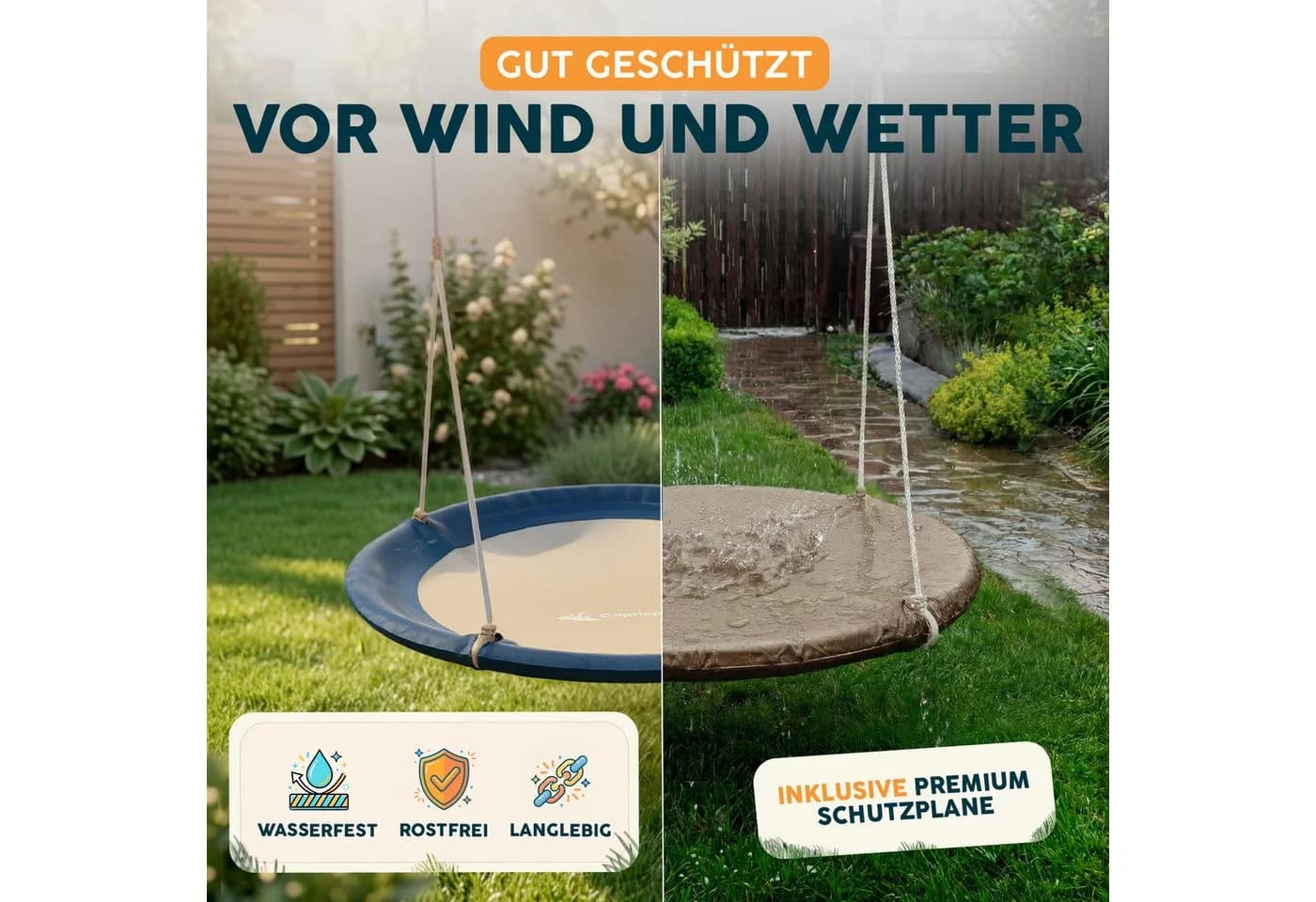 Caprisports Nestschaukel blau mit Abdeckhaube