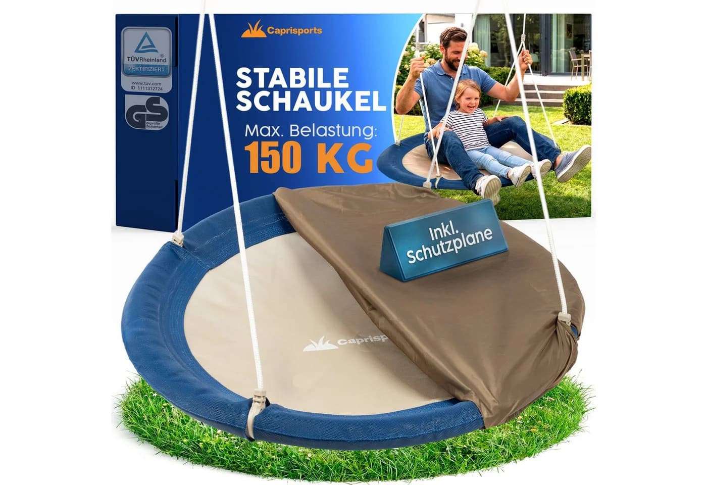 Caprisports Nestschaukel blau mit Abdeckhaube - Bild 2