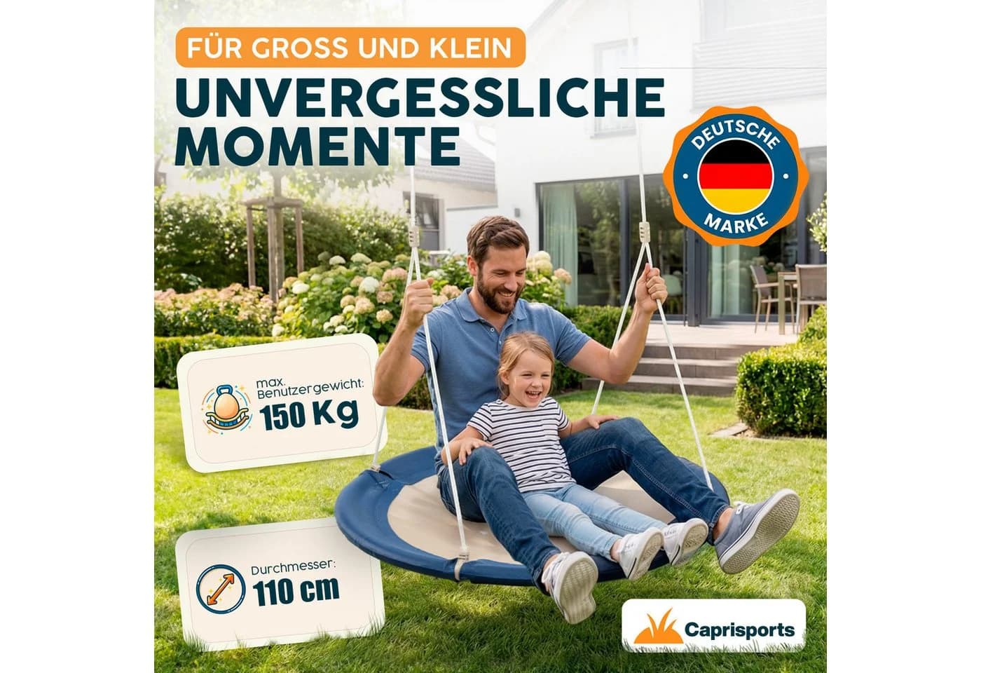 Caprisports Nestschaukel blau mit Abdeckhaube - Bild 4
