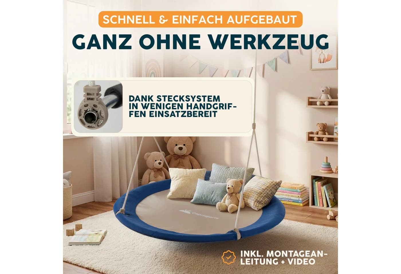 Caprisports Nestschaukel blau mit Abdeckhaube - Bild 5