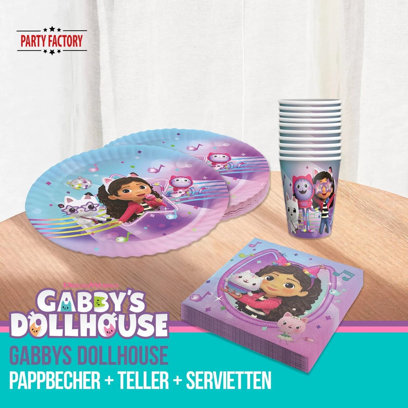 Party Factory Kindergeschirr-Set Gabby’s Dollhouse 48-tlg Bunt - Bild 4