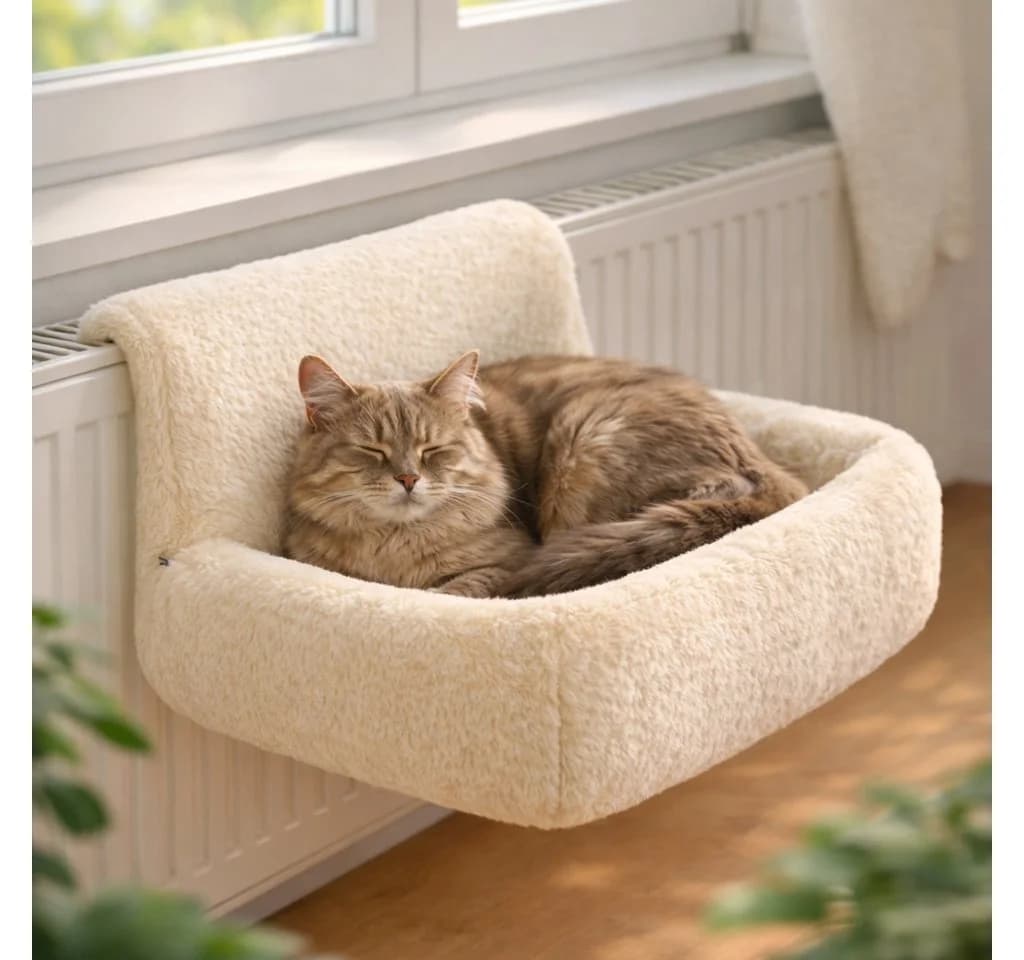 belviona Katzen-Hängematte für Heizkörper, creme, kuscheliges Textil - Bild 2