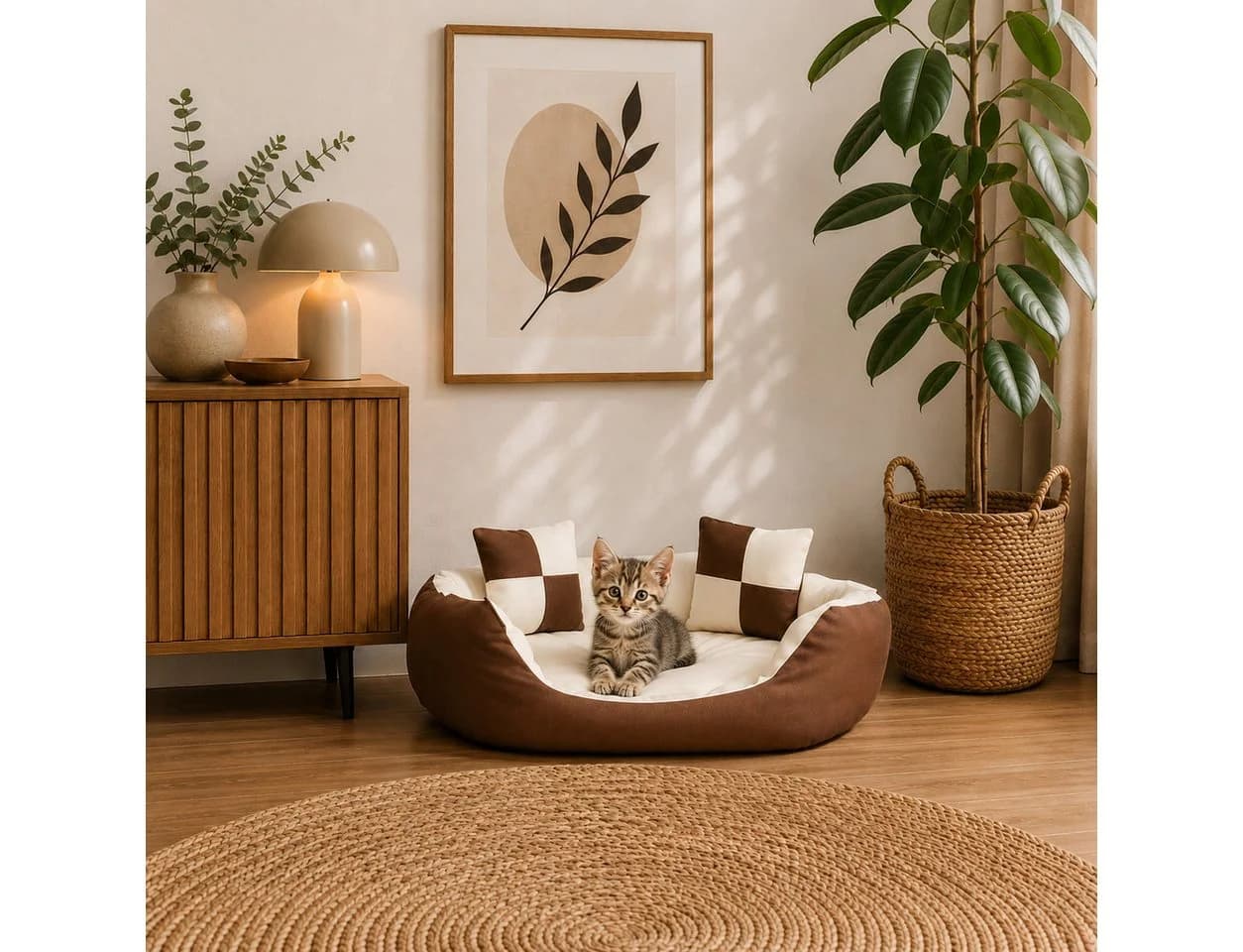 belviona Katzenbett 4-in-1 Wendekissen Oxford Braun/Beige - Bild 2