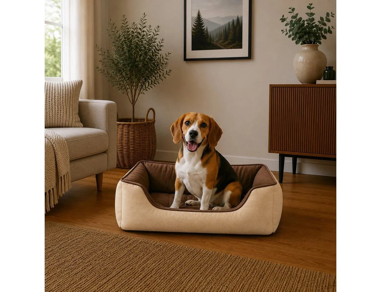 belviona Wendbares Hundekörbchen 2-in-1 Wildlederimitat Braun/Beige