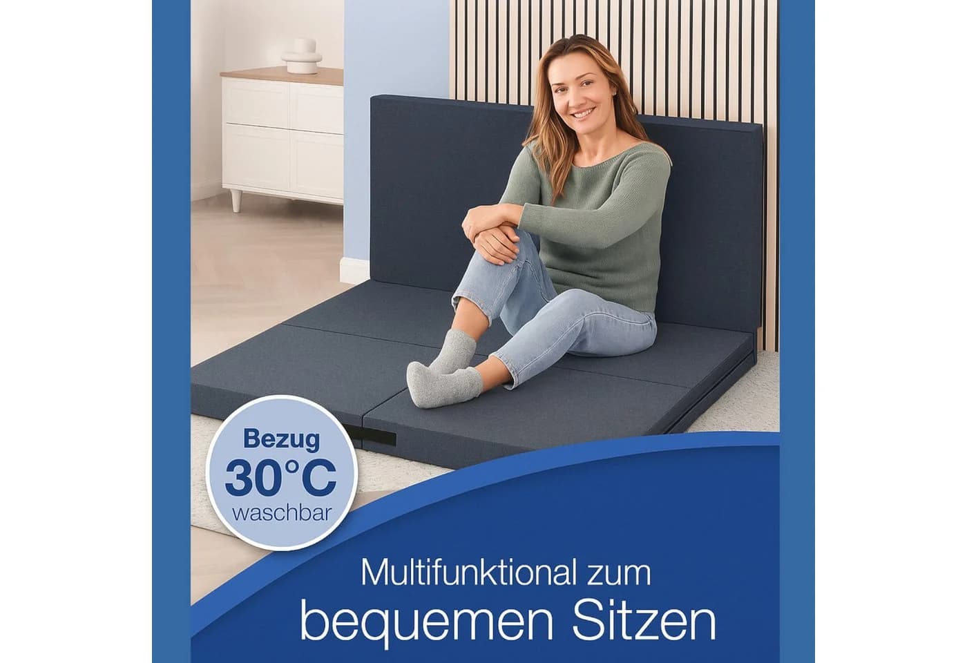 belviona Klappmatratze 3-in-1 grau mit waschbarem Bezug - Bild 5