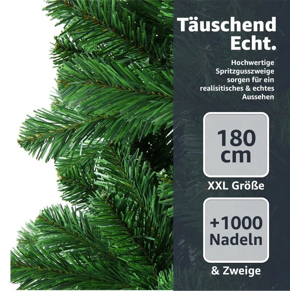 Weihnachtswunder® Künstlicher Weihnachtsbaum 180 cm grün Nordmanntanne - Bild 4
