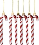 TK Gruppe Weihnachtsbaumkugel 6x Zuckerstangen Rot-Weiß Glitzernd Bild 2