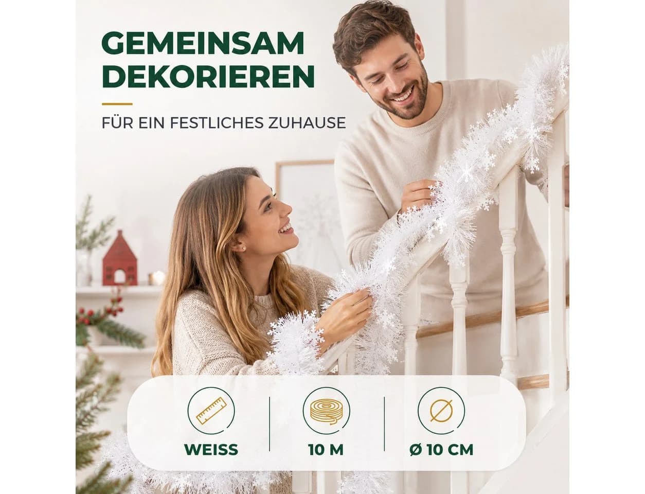 MerryXmas Weihnachtsgirlande Ø 10 cm 10 Meter Dekoration