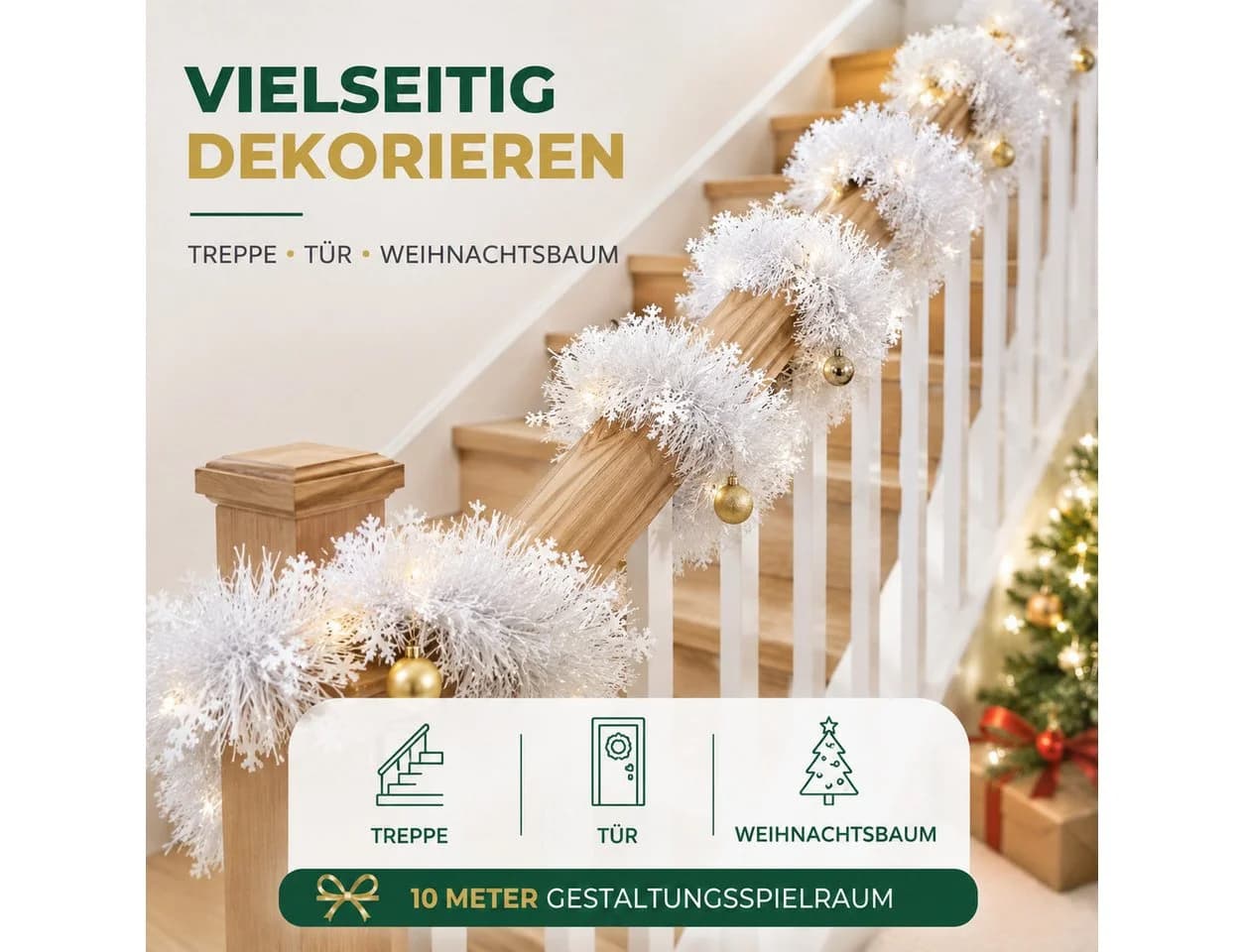 MerryXmas Weihnachtsgirlande Ø 10 cm 10 Meter Dekoration - Bild 4