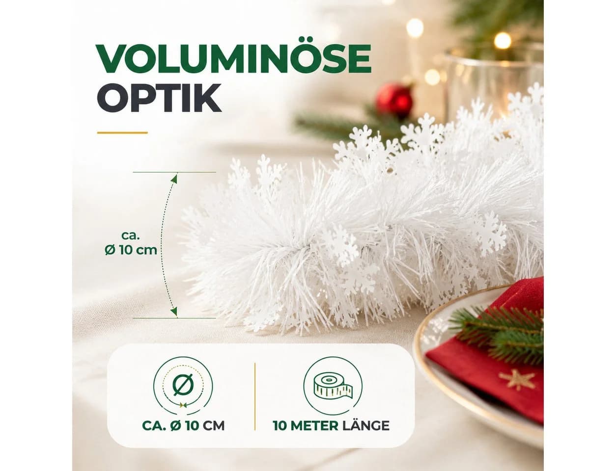 MerryXmas Weihnachtsgirlande Ø 10 cm 10 Meter Dekoration - Bild 5