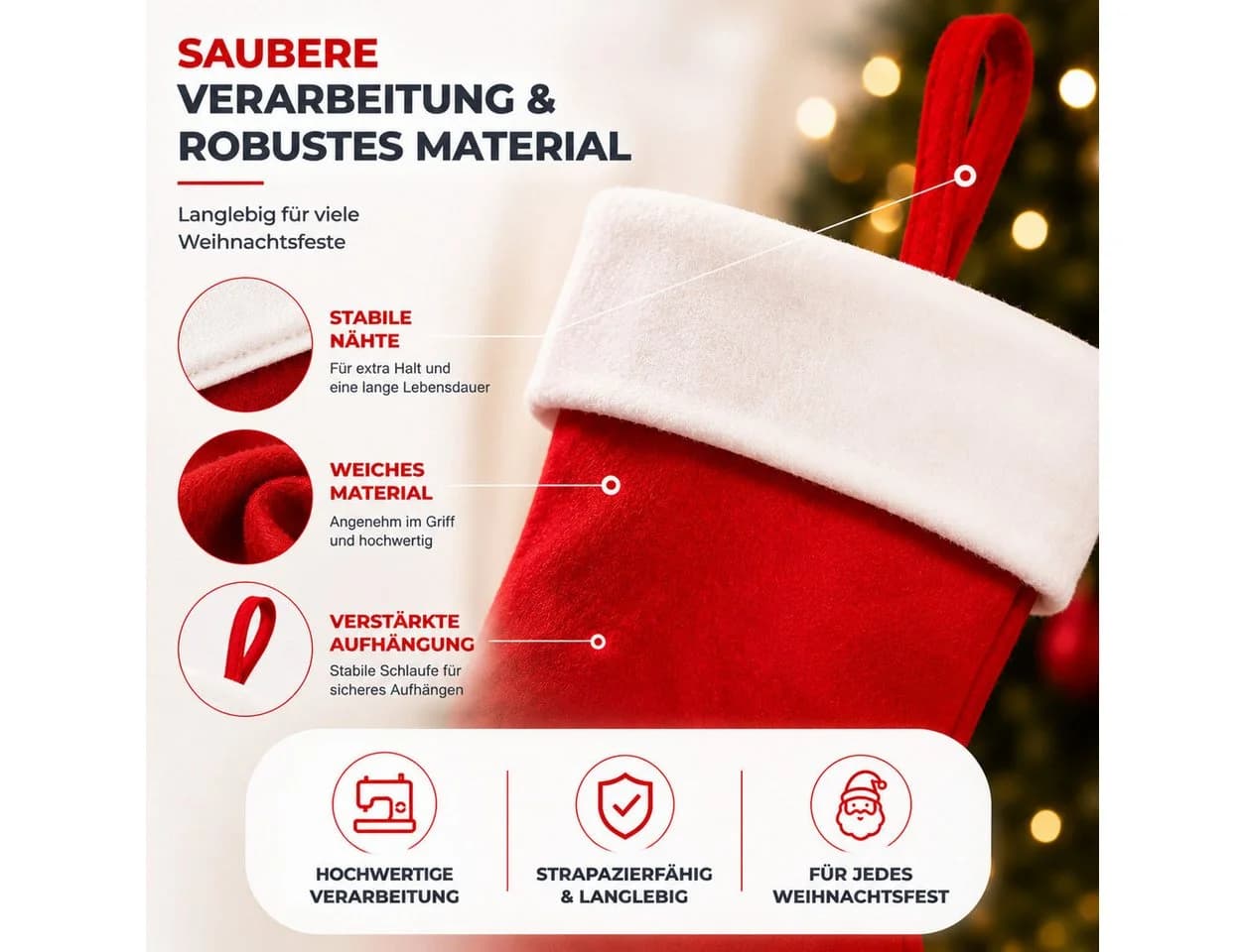 TK Gruppe Hänge-Weihnachtsbaum 4er Set Weihnachtsstrümpfe - Bild 5