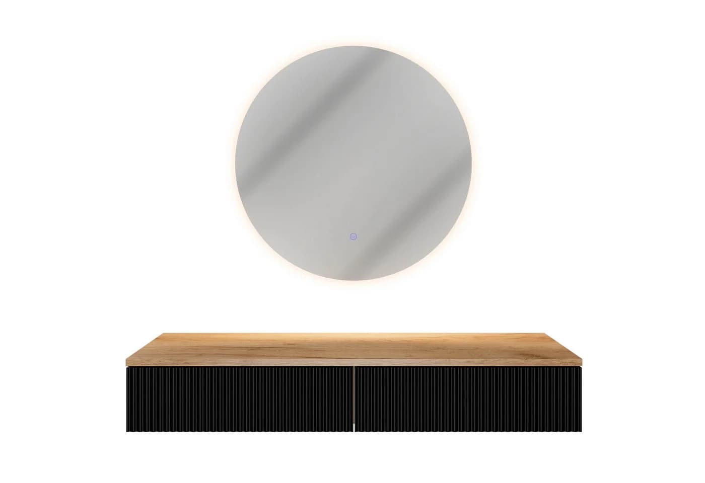 Planetmöbel Konsolentisch AMYRA mit NOVA Spiegel LED Gold-Eiche
