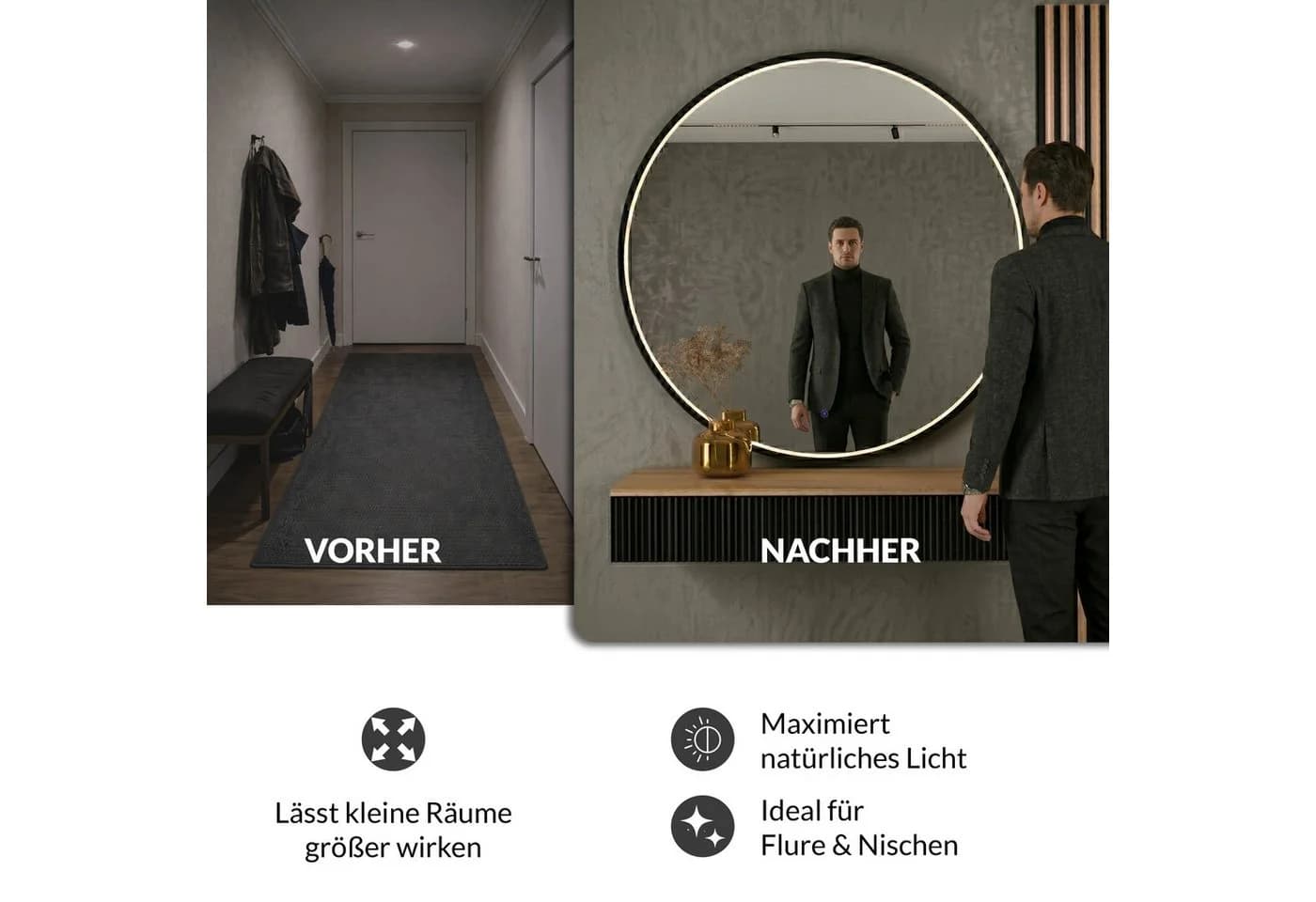 Planetmöbel Konsolentisch AMYRA mit VELUNA Spiegel LED-Beleuchtung - Bild 3