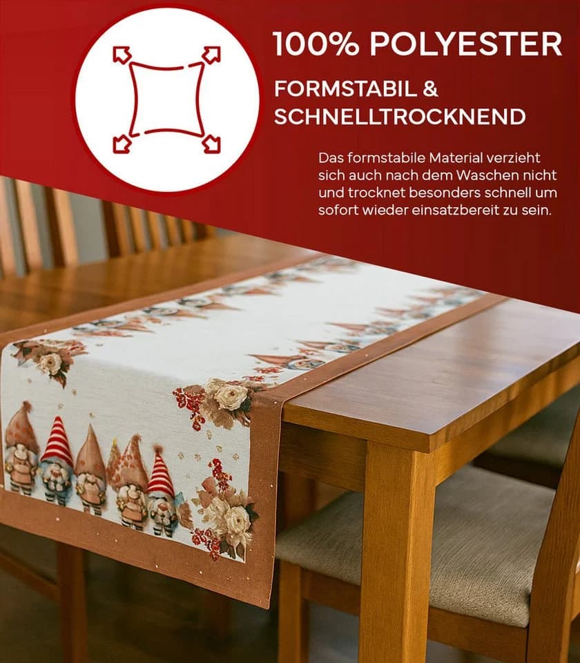 texpot Tischdecke Tischläufer Wichtel mit Lurex