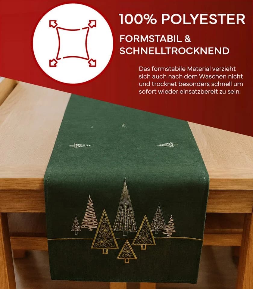 texpot Tischdecke Tischläufer Stickerei Tannenbäume Winter Weihnachten Deko