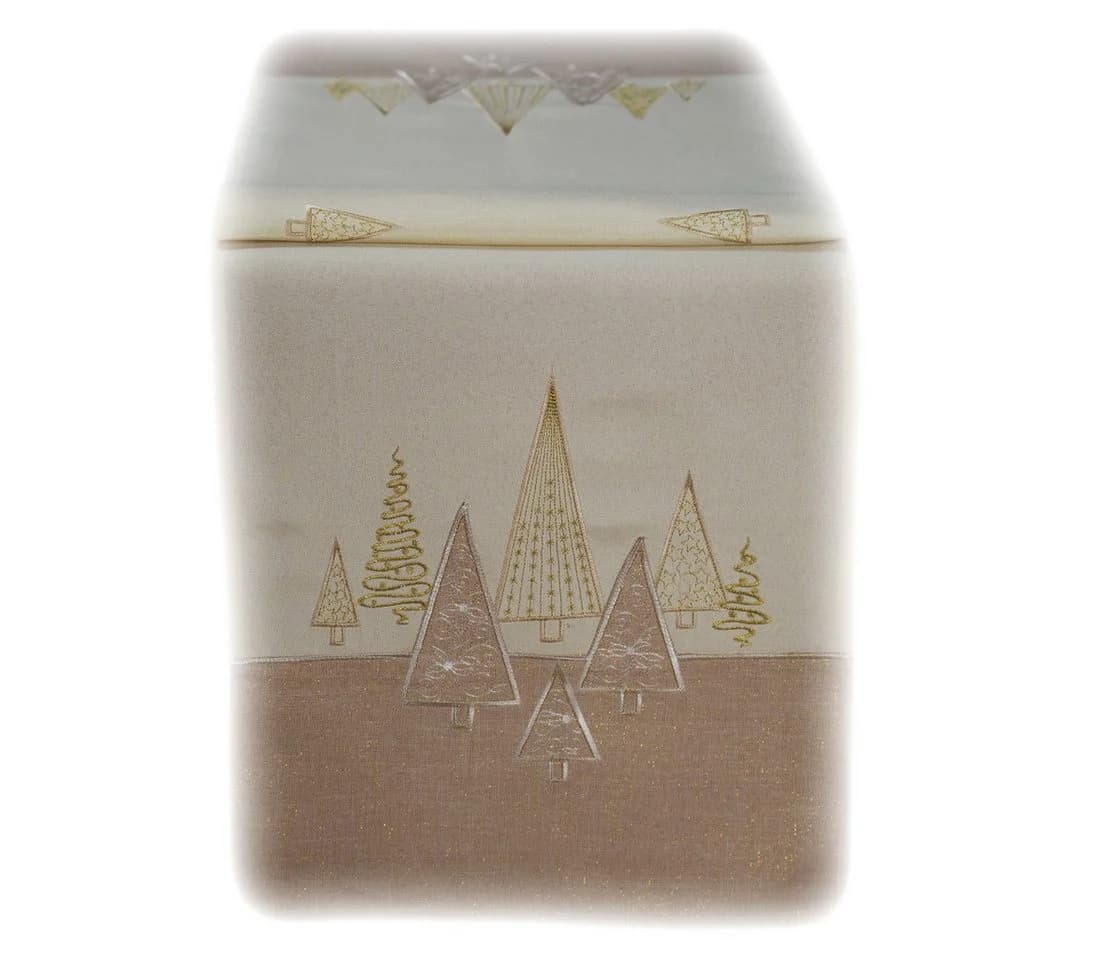 texpot Tischdecke Tischläufer Stickerei Tannenbäume Winter Weihnachten Deko - Bild 2
