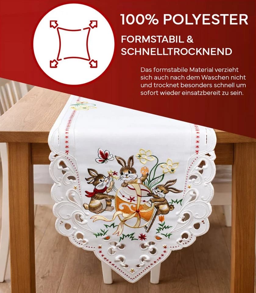 texpot Tischdecke Stickerei Hasenkinder Osterhasen Ostern