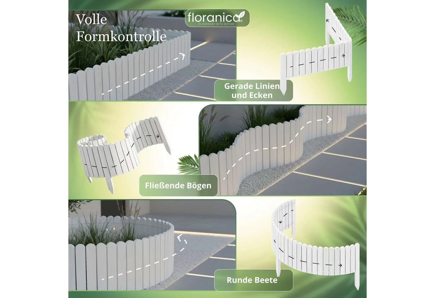 Floranica Rasenkante Beetumrandung Weiß Imprägniertes Holz - Bild 5