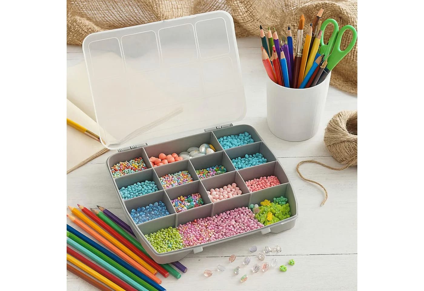 Koopman Aufbewahrungsbox Multibox Sortierbox Bastelbox Schraubenbox Haushaltsbox 12 Fächer