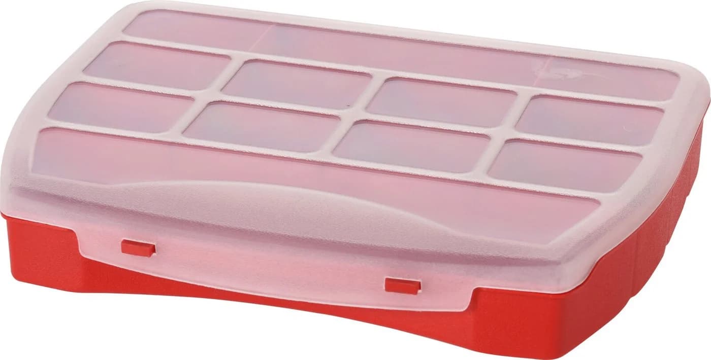 Koopman Aufbewahrungsbox Multibox Sortierbox Bastelbox Schraubenbox Haushaltsbox 12 Fächer, Rot - Bild 2