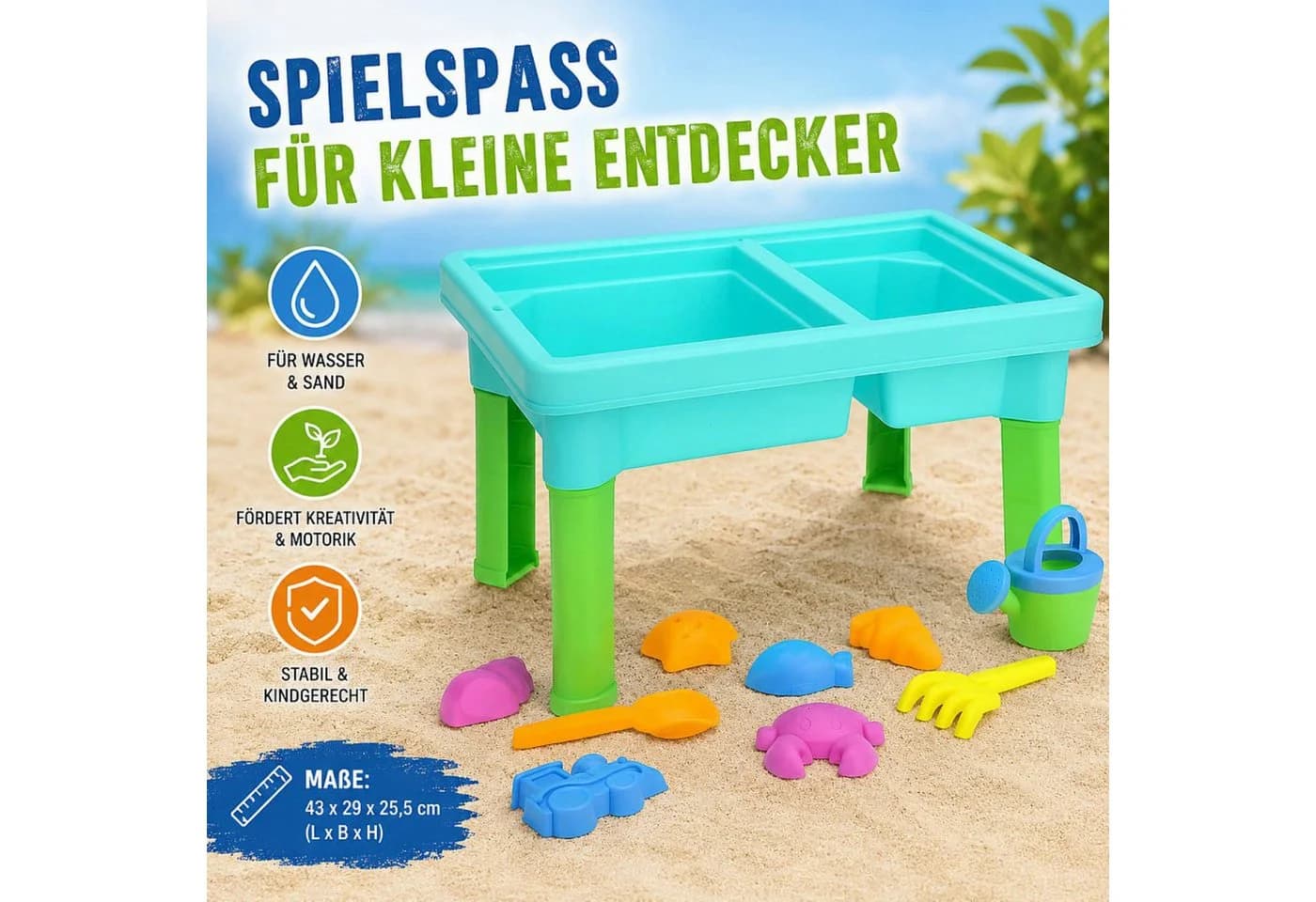 Koopman Wasserspieltisch Sandtisch 10-tlg. Bunt - Bild 3