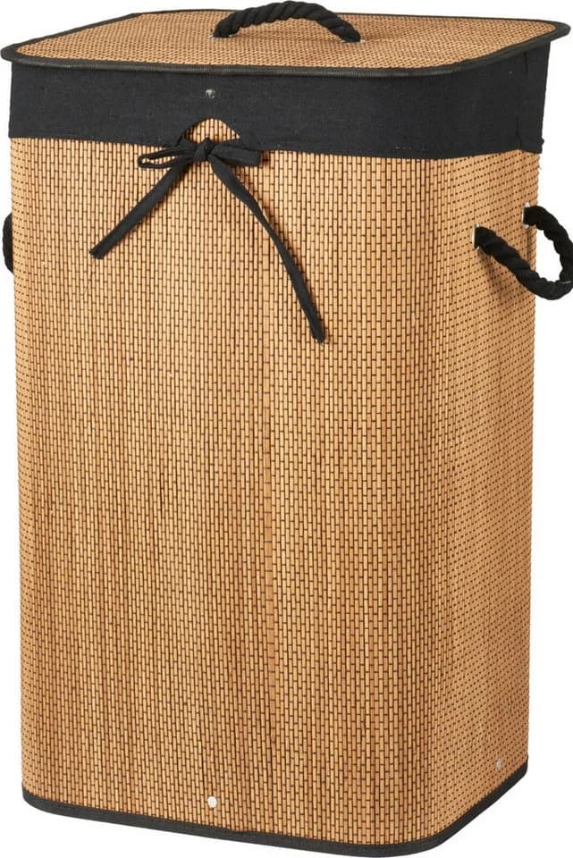 Koopman Wäschekorb Bambus Faltbar 60x40x30cm Braun/Schwarz - Bild 2