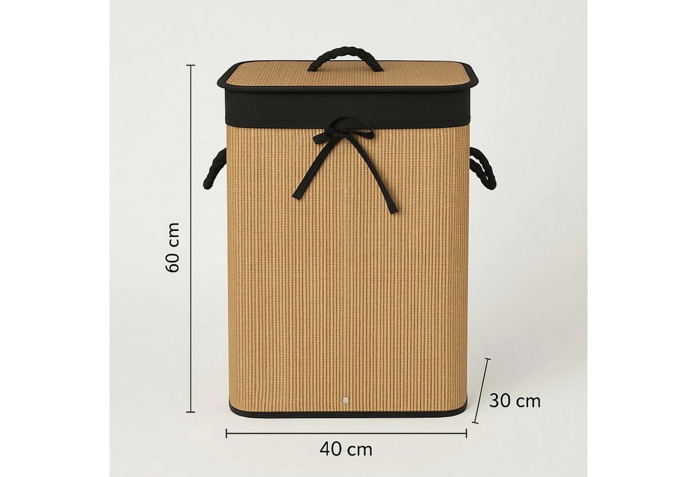 Koopman Wäschekorb Bambus Faltbar 60x40x30cm Braun/Schwarz - Bild 3