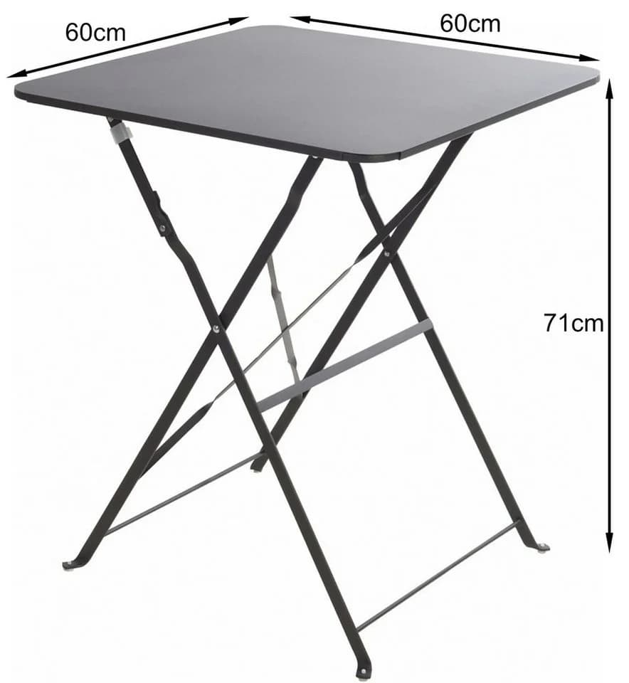 Koopman Klapptisch 60x60cm Anthrazit Metall Modern - Bild 3