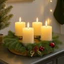 Koopman Adventskranz Kerzenhalter Mangoholz Aluminium Braun Silber Bild 3