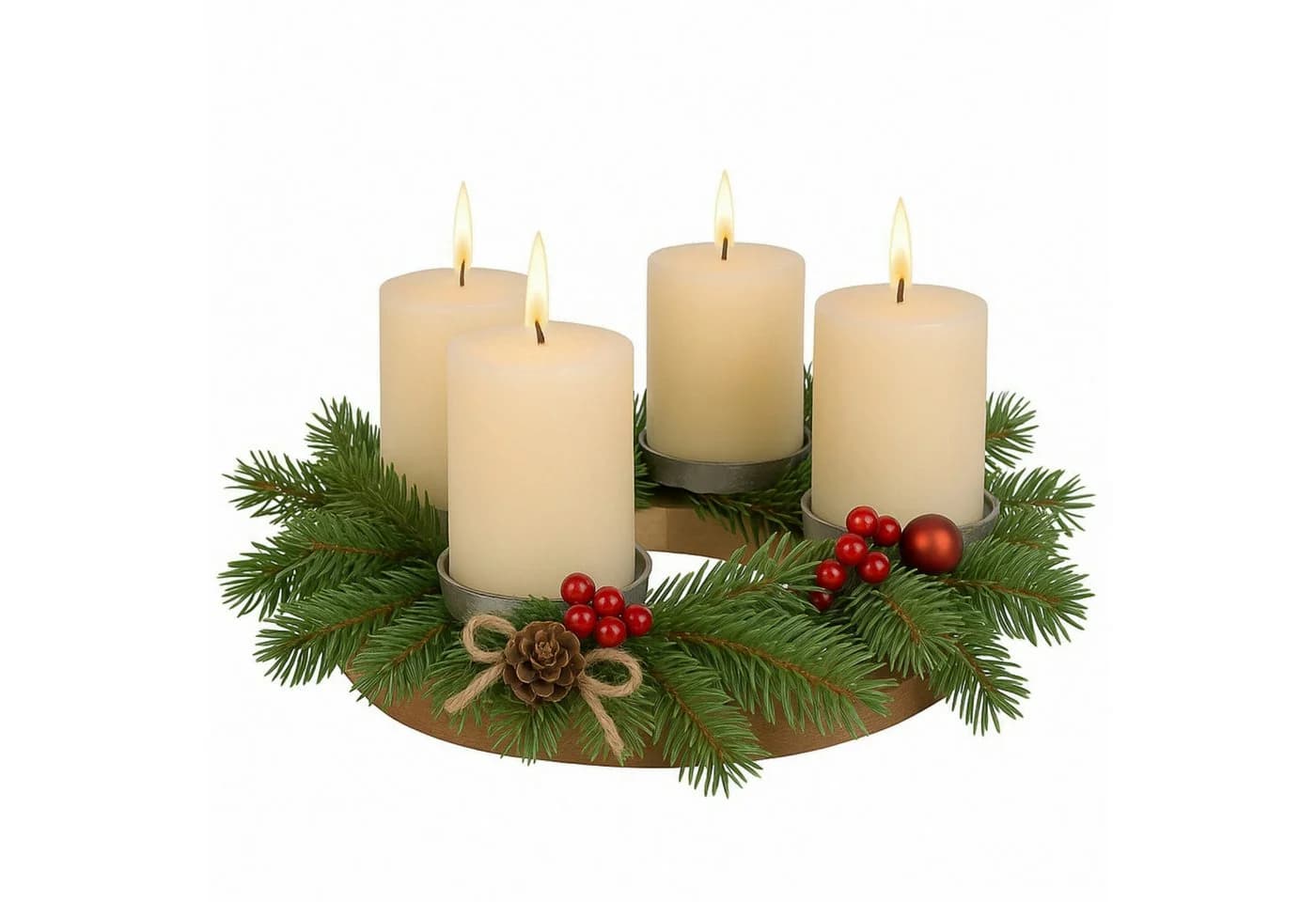 Koopman Adventskranz Kerzenhalter Mangoholz Aluminium Braun Silber - Bild 4