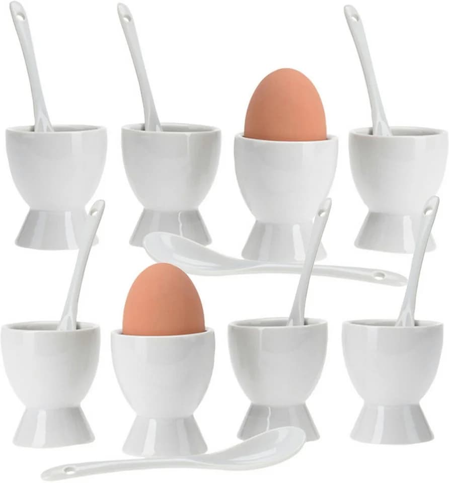 Koopman Eierbecher Set 16-tlg. Weiß Porzellan Keramik - Bild 2
