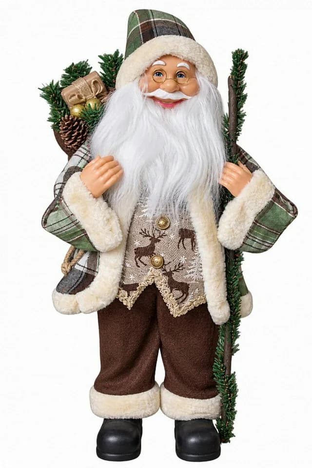 Koopman XL Weihnachtsmann Figur 60cm Grün Braun Polyester - Bild 2